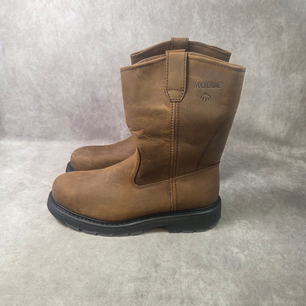 Wolverine Floorhand Wellington Mens Brown Leather Pull On Work Boots W10642 SZ 9